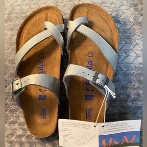 Birkenstock Betula MIA sandals-Patent Silver-soft foot bed-38-new with tags